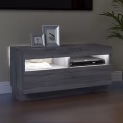 ) vidaXL TV Cabinet with LED Lights Entertainment Centre TV Stand Media TV Unit - Grey sonoma, 80 x 35 x 40 cm (L x W x H