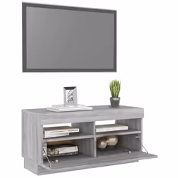 ) vidaXL TV Cabinet with LED Lights Entertainment Centre TV Stand Media TV Unit - Grey sonoma, 80 x 35 x 40 cm (L x W x H - Additional view 4
