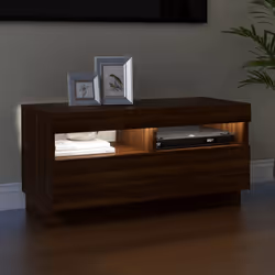 ) vidaXL TV Cabinet with LED Lights Entertainment Centre TV Stand Media TV Unit - Brown oak, 80 x 35 x 40 cm (L x W x H - Additional view 10