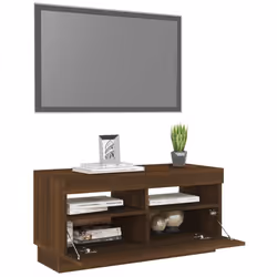 ) vidaXL TV Cabinet with LED Lights Entertainment Centre TV Stand Media TV Unit - Brown oak, 80 x 35 x 40 cm (L x W x H - Additional view 4