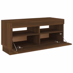) vidaXL TV Cabinet with LED Lights Entertainment Centre TV Stand Media TV Unit - Brown oak, 80 x 35 x 40 cm (L x W x H - Additional view 6