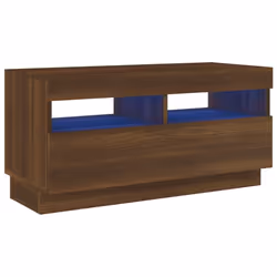 ) vidaXL TV Cabinet with LED Lights Entertainment Centre TV Stand Media TV Unit - Brown oak, 80 x 35 x 40 cm (L x W x H - Additional view 9