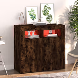 ) vidaXL Sideboard with LED Lights Storage Cupboard Cabinet Buffet Highboard - Smoked oak, 80 x 35 x 75 cm (L x W x H - Additional view 3