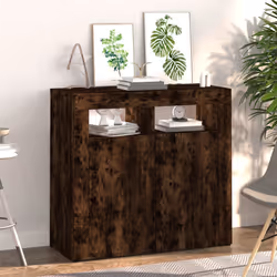 ) vidaXL Sideboard with LED Lights Storage Cupboard Cabinet Buffet Highboard - Smoked oak, 80 x 35 x 75 cm (L x W x H - Additional view 5