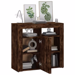 ) vidaXL Sideboard with LED Lights Storage Cupboard Cabinet Buffet Highboard - Smoked oak, 80 x 35 x 75 cm (L x W x H - Additional view 6