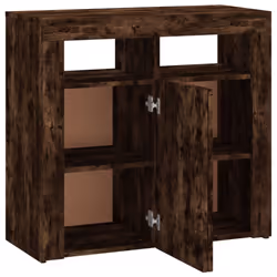 ) vidaXL Sideboard with LED Lights Storage Cupboard Cabinet Buffet Highboard - Smoked oak, 80 x 35 x 75 cm (L x W x H - Additional view 8