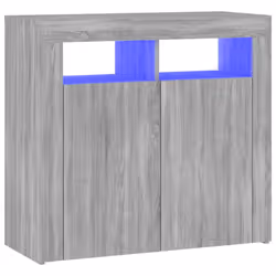 ) vidaXL Sideboard with LED Lights Storage Cupboard Cabinet Buffet Highboard - Grey sonoma, 80 x 35 x 75 cm (L x W x H - Additional view 2