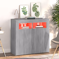 ) vidaXL Sideboard with LED Lights Storage Cupboard Cabinet Buffet Highboard - Grey sonoma, 80 x 35 x 75 cm (L x W x H - Additional view 3