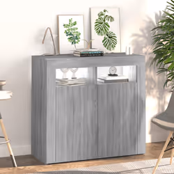 ) vidaXL Sideboard with LED Lights Storage Cupboard Cabinet Buffet Highboard - Grey sonoma, 80 x 35 x 75 cm (L x W x H - Additional view 5