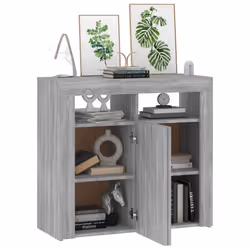 ) vidaXL Sideboard with LED Lights Storage Cupboard Cabinet Buffet Highboard - Grey sonoma, 80 x 35 x 75 cm (L x W x H - Additional view 6