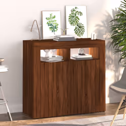 ) vidaXL Sideboard with LED Lights Storage Cupboard Cabinet Buffet Highboard - Brown oak, 80 x 35 x 75 cm (L x W x H - Additional view 5