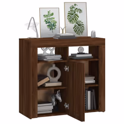 ) vidaXL Sideboard with LED Lights Storage Cupboard Cabinet Buffet Highboard - Brown oak, 80 x 35 x 75 cm (L x W x H - Additional view 6