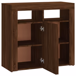 ) vidaXL Sideboard with LED Lights Storage Cupboard Cabinet Buffet Highboard - Brown oak, 80 x 35 x 75 cm (L x W x H - Additional view 8