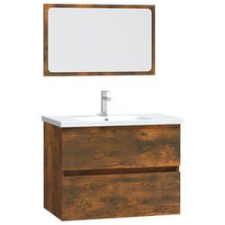 vidaXL Bathroom Furniture Set 2 Piece Storage Cabinet Cupboard Engineered Wood - Smoked oak