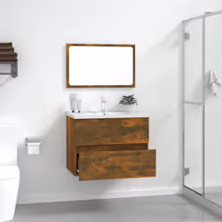 vidaXL Bathroom Furniture Set 2 Piece Storage Cabinet Cupboard Engineered Wood - Smoked oak