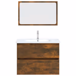 vidaXL Bathroom Furniture Set 2 Piece Storage Cabinet Cupboard Engineered Wood - Smoked oak - Additional view 5