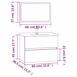 vidaXL Bathroom Furniture Set 2 Piece Storage Cabinet Cupboard Engineered Wood - Smoked oak - Additional view 8