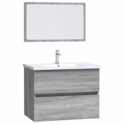 vidaXL Bathroom Furniture Set 2 Piece Storage Cabinet Cupboard Engineered Wood - Grey sonoma