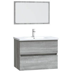 vidaXL Bathroom Furniture Set 2 Piece Storage Cabinet Cupboard Engineered Wood - Grey sonoma
