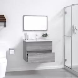 vidaXL Bathroom Furniture Set 2 Piece Storage Cabinet Cupboard Engineered Wood - Grey sonoma