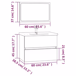 vidaXL Bathroom Furniture Set 2 Piece Storage Cabinet Cupboard Engineered Wood - Grey sonoma