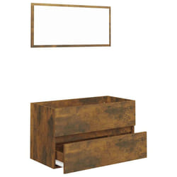 vidaXL Bathroom Furniture Set 2 Piece Storage Cabinet Cupboard Engineered Wood - smoked oak