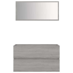 vidaXL Bathroom Furniture Set 2 Piece Storage Cabinet Cupboard Engineered Wood - grey sonoma