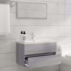 vidaXL Bathroom Furniture Set 2 Piece Storage Cabinet Cupboard Engineered Wood - grey sonoma - Additional view 2
