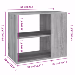 vidaXL Side Cabinet Storage Unit Side Table Hall Sofa Table Engineered Wood - Grey sonoma - Additional view 7