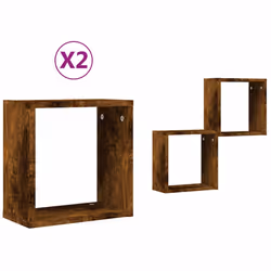 vidaXL Wall Cube Shelves Floating Rack Storage Shelf Display Shelf Wall Shelf - smoked oak, 2 pcs