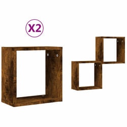 vidaXL Wall Cube Shelves Floating Rack Storage Shelf Display Shelf Wall Shelf - smoked oak, 2 pcs