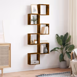 vidaXL Wall Cube Shelves Floating Rack Storage Shelf Display Shelf Wall Shelf - smoked oak, 6 pcs