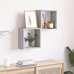 vidaXL Wall Cube Shelves Floating Rack Storage Shelf Display Shelf Wall Shelf - grey sonoma, 2 pcs - Additional view 2
