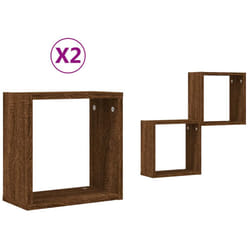 vidaXL Wall Cube Shelves Floating Rack Storage Shelf Display Shelf Wall Shelf - brown oak, 2 pcs