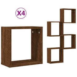 vidaXL Wall Cube Shelves Floating Rack Storage Shelf Display Shelf Wall Shelf - brown oak, 4 pcs