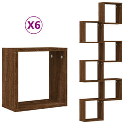 vidaXL Wall Cube Shelves Floating Rack Storage Shelf Display Shelf Wall Shelf - brown oak, 6 pcs