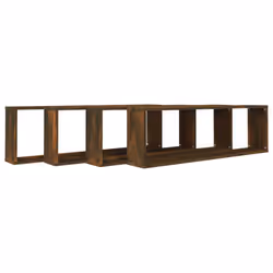 vidaXL 4x Wall Cube Shelves Smoked Oak Engineered Wood CD Shelf Wall Cabinet - Additional view 2