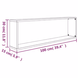 vidaXL 4x Wall Cube Shelves Smoked Oak Engineered Wood CD Shelf Wall Cabinet - Additional view 9