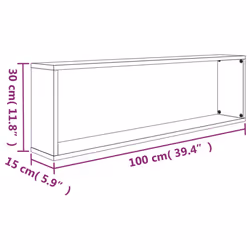 vidaXL 2/4/6x Wall Cube Shelves Engineered Wood CD Wall Cabinet Multi Colours - grey sonoma, 4 pcs - Additional view 3