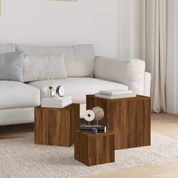 vidaXL Side Tables Coffee Sofa Hallway Accent Table Engineered Wood3 pcs - Brown oak - Additional view 6