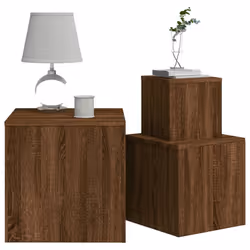 vidaXL Side Tables Coffee Sofa Hallway Accent Table Engineered Wood3 pcs - Brown oak - Additional view 7