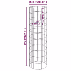 vidaXL Circular Gabion Pole Garden Gabion Basket Gabion Cage Galvanised Steel - ? 30 x 100 cm - Additional view 4
