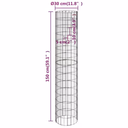 vidaXL Circular Gabion Pole Garden Gabion Basket Gabion Cage Galvanised Steel - ? 30 x 150 cm - Additional view 6