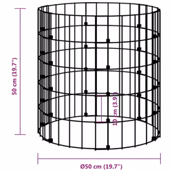) vidaXL Circular Gabion Pole Garden Gabion Basket Gabion Cage Galvanised Steel - 50 x 50 cm (Dia. x H - Additional view 3