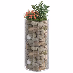 ) vidaXL Circular Gabion Pole Garden Gabion Basket Gabion Cage Galvanised Steel - 50 x 100 cm (Dia. x H - Additional view 4