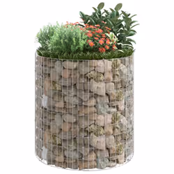 ) vidaXL Circular Gabion Pole Garden Gabion Basket Gabion Cage Galvanised Steel - 100 x 100 cm (Dia. x H - Additional view 4