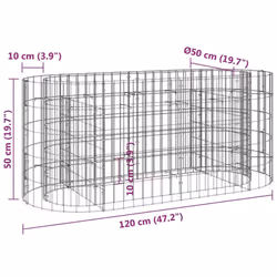 vidaXL Gabion Raised Bed Galvanised Iron Gabion Basket Flower Bed Multi Sizes - 120 x 50 x 50 cm - Additional view 7