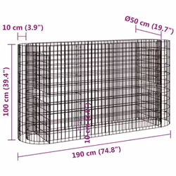 vidaXL Gabion Raised Bed Galvanised Iron Gabion Basket Flower Bed Multi Sizes - 190 x 50 x 100 cm - Additional view 7