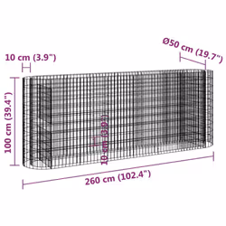 vidaXL Gabion Raised Bed Galvanised Iron Gabion Basket Flower Bed Multi Sizes - 260 x 50 x 100 cm - Additional view 3