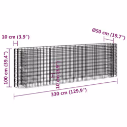 vidaXL Gabion Raised Bed Galvanised Iron Gabion Basket Flower Bed Multi Sizes - 330 x 50 x 100 cm - Additional view 7
